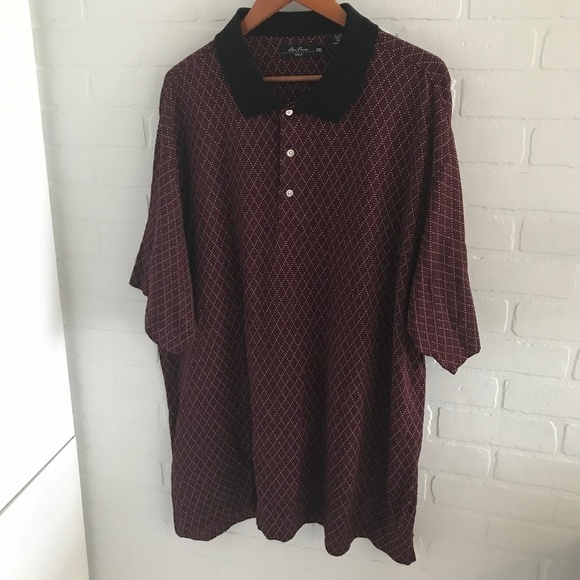 Alan Flusser Golf Men’s Polo Shirt Red Wine Black Cream Big and Tall Size 4X - Picture 2 of 5